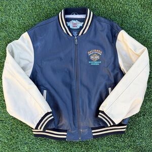 Vintage 90s Two Tone Harley Davidson Leather Varsity Jacket Size XXL